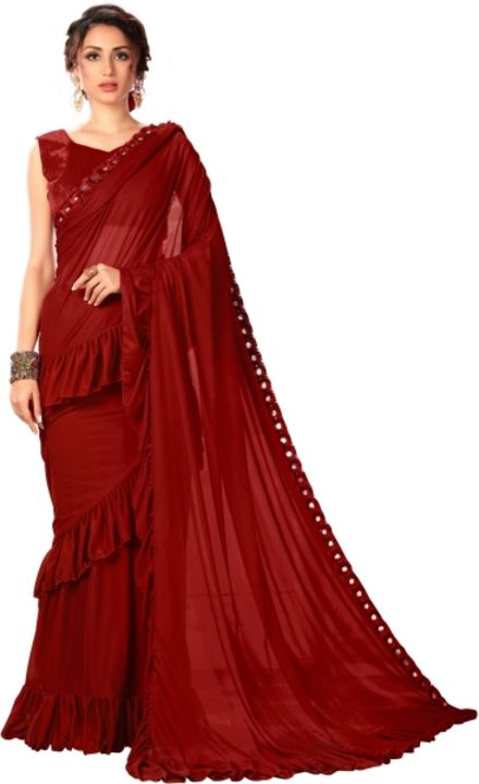 Solid Fashion Lycra Blend Saree(Red)  uploaded by business on 12/27/2021