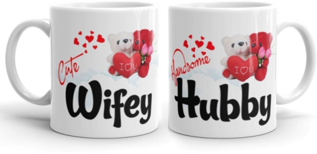 Wifey Hubby Printed Couple Coffee Tea Cup (330 ml, Pack of 2)  uploaded by business on 12/27/2021