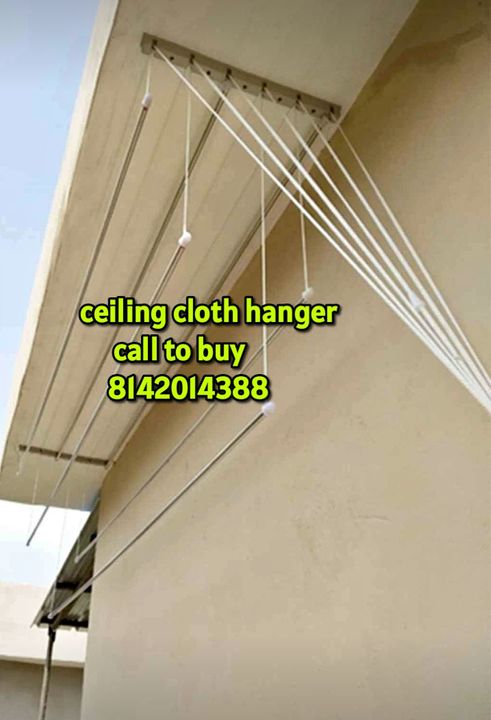 Post image Free Shipping Free installation Free maintenance Ceiling Cloth Hanger installing and services *Rope change available (Repair) • మీ బట్టలు ఆరవేయూటకు ఒక సులువైన మార్గం మీ ముందుకు తీసుకొచ్చాము తక్కువ చోటులో ఎక్కువ వినియోగం • Ceiling Hanger is a Permanent solution for drying wet clothes in Balcony &amp; Utility area. • We offer Ceiling Hangers with Luxury Dry, you can easily hang a full load on Ceiling Hangers overhead, without using any floor space at all. • - Every pipe in Ceiling Hangers can be lowered for the convenience of drying and can be mounted back up to the ceiling. • - When not in use, Ceiling Hangers is completely out-of-the-way and out of sight ; no need to fold it or store it. • - Dry your clothes with luxury and Style…. • - Available Sizes : 4ft,5ft, 6ft, 7ft ,8ft • Call or what's app for price enquiry number 8142014388