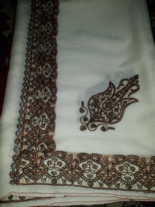 Semi Pashmina Scarf with silk thread embroidery uploaded by business on 12/27/2021