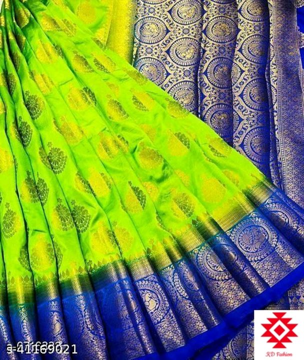 Post image Catalog Name:*Myra Refined Sarees*Saree Fabric: Banarasi SilkBlouse: Separate Blouse PieceBlouse Fabric: Banarasi SilkPattern: Product DependentBlouse Pattern: Product DependentMultipack: SingleSizes: Free Size (Saree Length Size: 5.5 m, Blouse Length Size: 0.8 m) 
Dispatch: 2-3 DaysEasy Returns Available In Case Of Any Issue*Proof of Safe Delivery! Click to know on Safety Standards of Delivery Partners- https://ltl.sh/y_nZrAV3