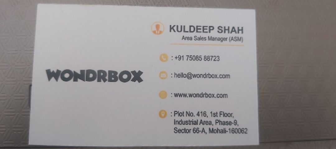 Visiting card store images of Wondrbox
