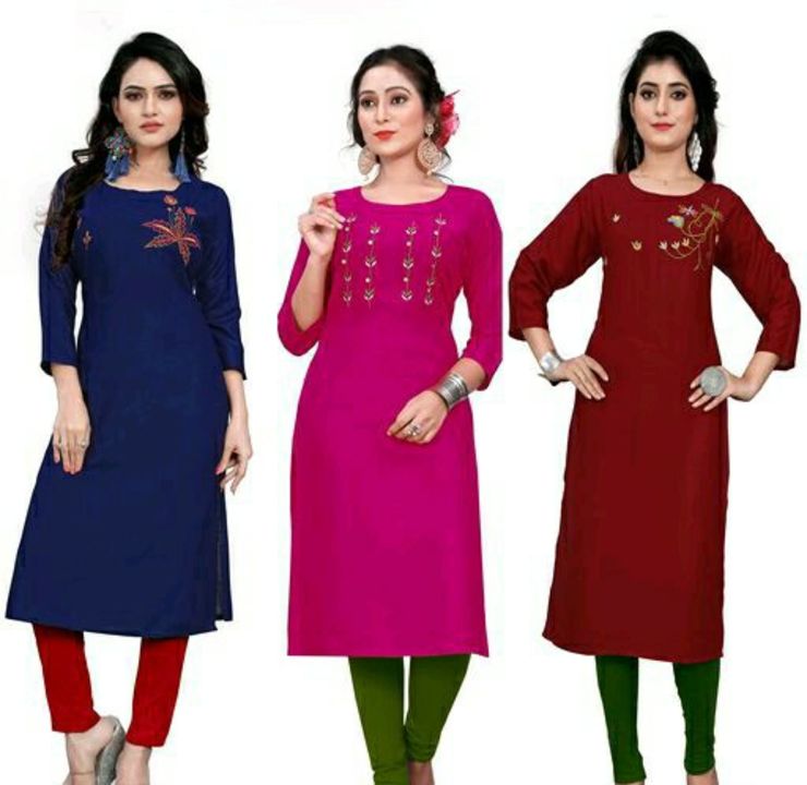 Styleoo top selling rayon designer kurtis (pack of 3) uploaded by Shastha fashions on 12/27/2021