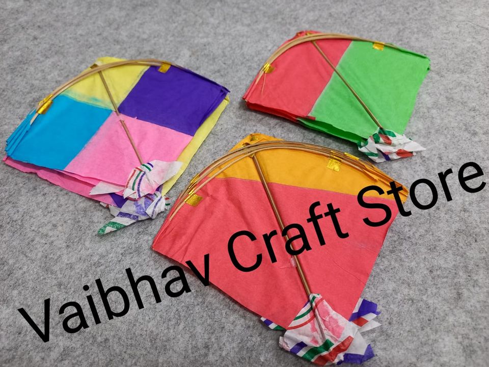Small paper kites for Lohri Decoration, Wall decoration, Basant panchami etc. size - 10×10 cm, 20pcs uploaded by Vaibhav Craft Store on 12/27/2021