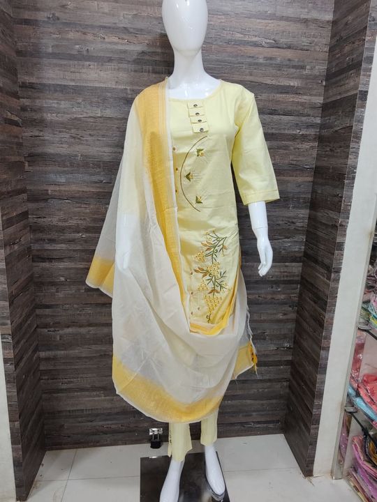 Post image 🧿🧿New launching of Priyansh creations With modelling shoot
Embroidery kurti pant set
🧿Fabric - south/ Khadi Cotton kurti Khadi/South cotton pant/duptta
Kurti lenth - 42 (Accurate) Pent lenth 40 (Accurate) 
🧿Available size= ,ML,xl,xxl,38,40,42,44
🧿Embroidery work

GOD OF QUALITY