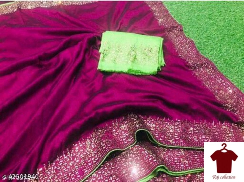 Post image price only 700 Free shipping charge Aagyeyi Refined SareesSaree Fabric: Vichitra SilkBlouse: Running BlouseBlouse Fabric: Satin SilkPattern: AppliqueBlouse Pattern: Same as BorderMultipack: SingleSizes: Free Size (Saree Length Size: 5.5 m, Blouse Length Size: 0.8 m)