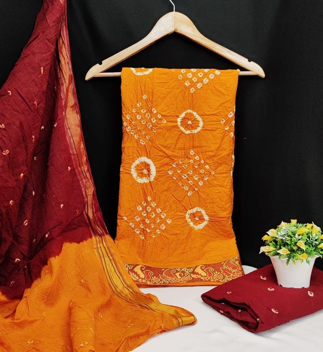 *🥭MUMTAZ  Pure Cotton Bandhni Dress Materail* uploaded by business on 12/29/2021