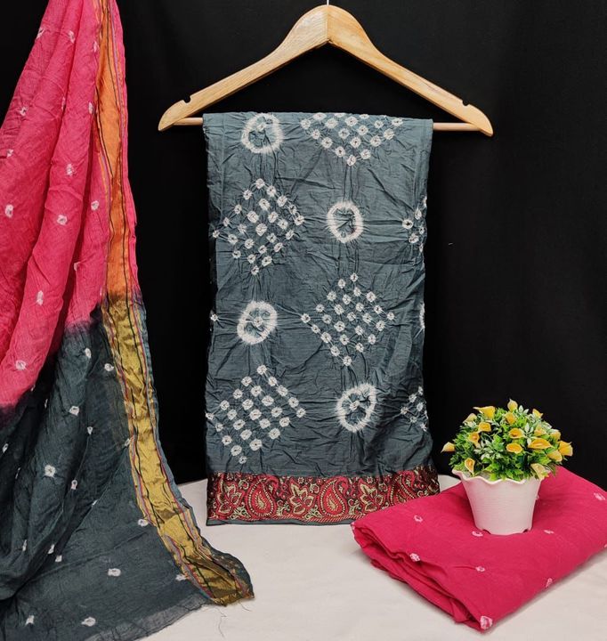 *🥭MUMTAZ  Pure Cotton Bandhni Dress Materail* uploaded by business on 12/29/2021