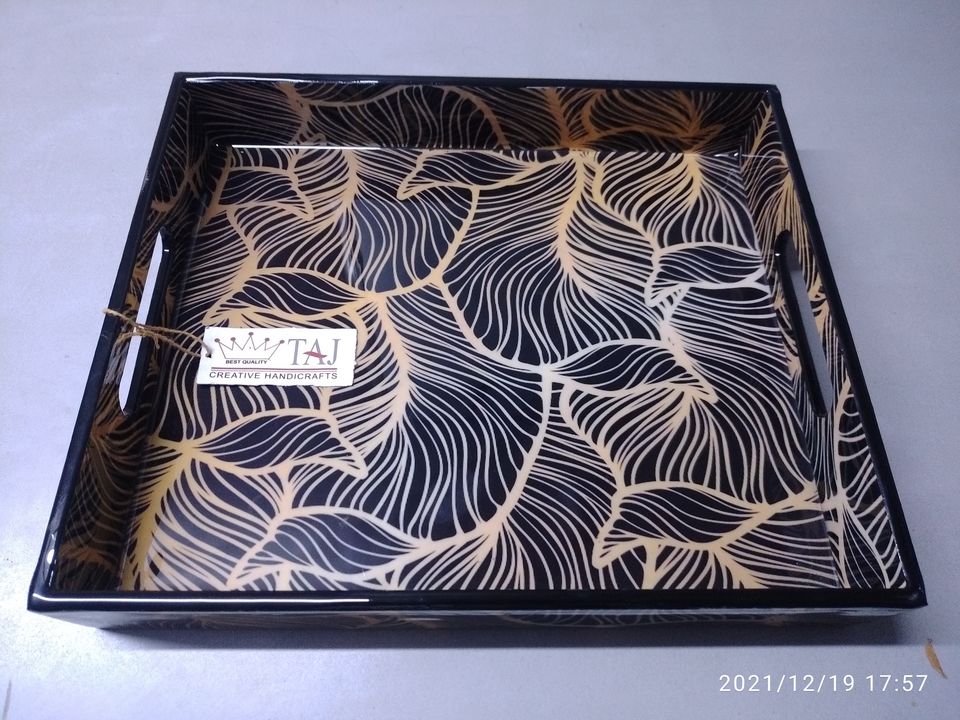 Wooden Tray New Unique Table Top Tray Black Color  uploaded by business on 12/29/2021