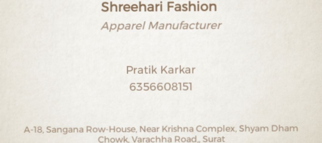Visiting card store images of Shrihari Fashion