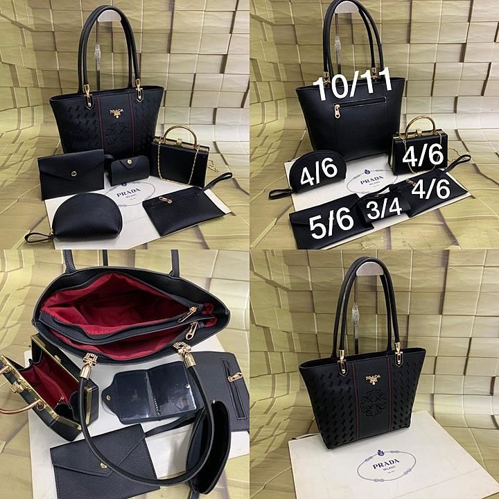Prada combo
Back again in 6 PC set 
Handbag 👜 Pouch 👝 
Card holder 💳
Clutch 👛wallet 💴
 uploaded by A.B BAG.HOUSE on 9/28/2020