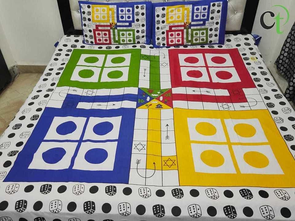 Pure cotton ludo double bedsheet with two pillow covers and with 1 dice 16 goti
Direct Factory price uploaded by business on 9/28/2020