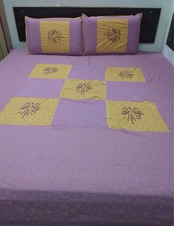 Post image Pure cotton double Bedsheet+ 2 Pillow covers
Patch work &amp; embroidery
Shipping free