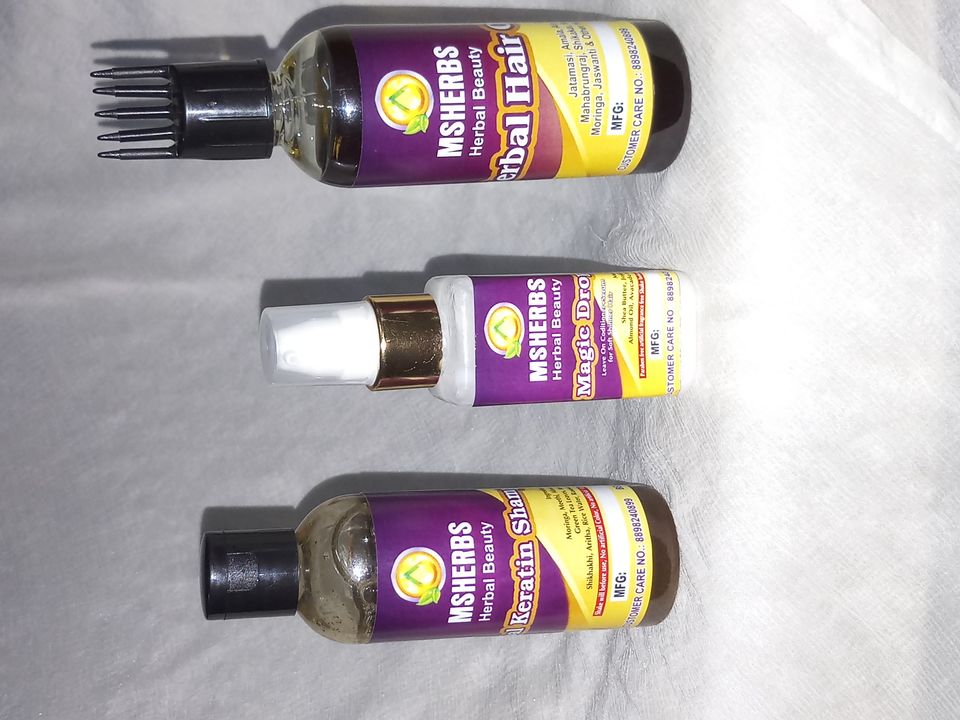 Trio herbal hair oil ,herbal keratin shampoo & Magic drop (herbal leave on conditioner +serum) uploaded by MSHERBS herbal beauty on 1/1/2022