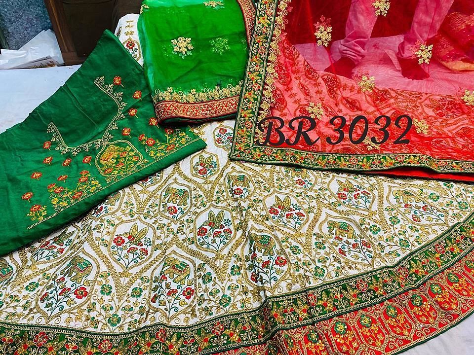 2 duptta bridal silk lehnga with net duptta semi stitched... contact for more details  uploaded by business on 9/28/2020