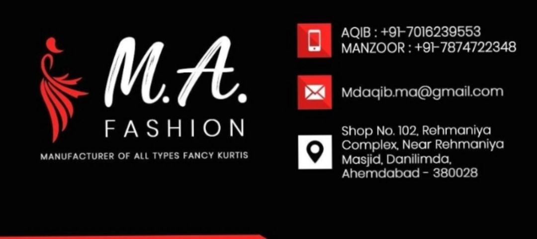 Visiting card store images of M A Fashion