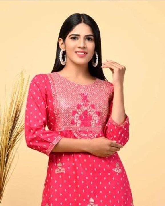 Women Embellished Cotton Kurti uploaded by business on 1/1/2022