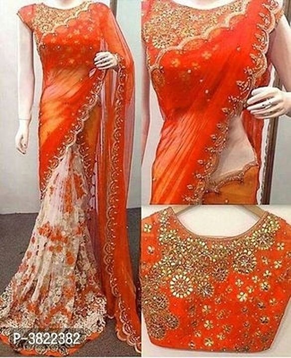 Trendy Georgette & Net Fabric Saree With Cut Work With Blouse
 uploaded by My Shop Prime on 6/8/2020