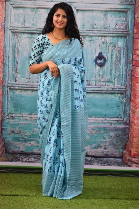 Mulmul cotton sarees uploaded by mashaallah kalamkari collections on 1/1/2022