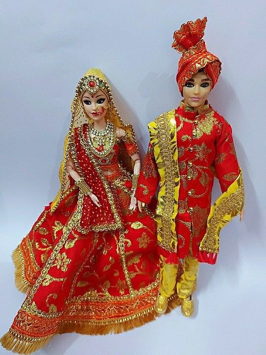 Traditional style barbie and ken bridal couple uploaded by Ekta customized bridal dolls  on 9/28/2020