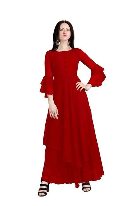 Post image Fabric : Georgette

Sleeve Length : Three-Quarter Sleeves

Pattern : Solid

Multipack : 1

Sizes : 
XL (Bust Size : 42 in, Length Size: 42 in)

L (Bust Size : 40 in, Length Size: 42 in)

M (Bust Size : 38 in, Length Size: 42 in)

XXL (Bust Size : 44 in, Length Size: 42 in)

Its Has A Georgette Material Gown.