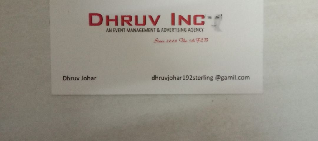 Visiting card store images of Dhruv inc