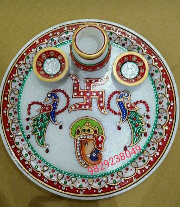 Marble Pooja Thali 9" uploaded by Seksaria and Sons on 1/2/2022