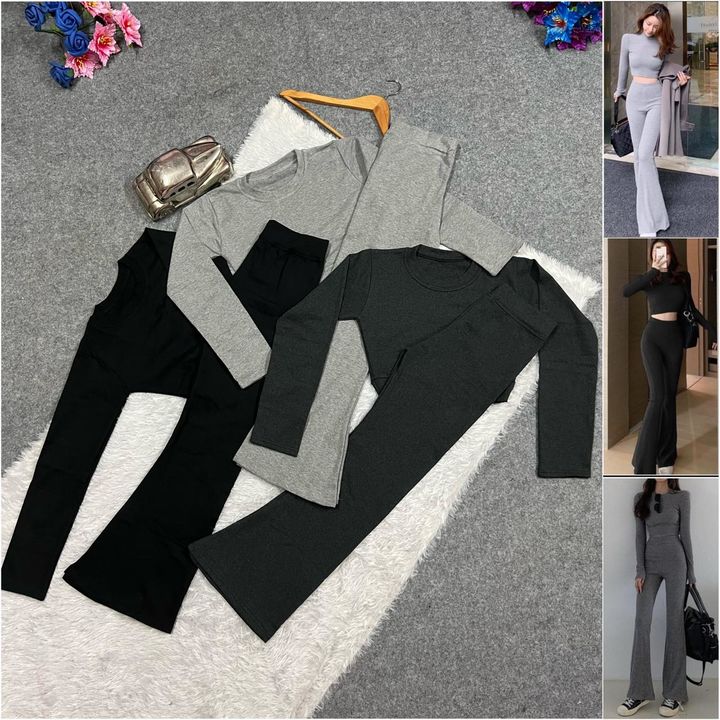 Post image *💞Crop Top With Bell Bottom💕*
Cotton Rib MaterialColour :- Dark Grey, Light Grey, Black
*Size Details :-*Top Length 14.5/15Bust Size Free For 28 To 34Sleeve Length 22
Lower Size Free For 28 To 32Lower Length 38