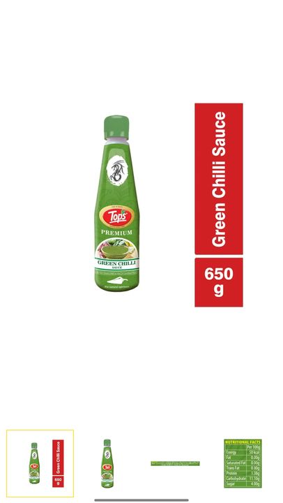 Tops Green Chili Sauce 650ml uploaded by Naresh Enterprises on 1/2/2022
