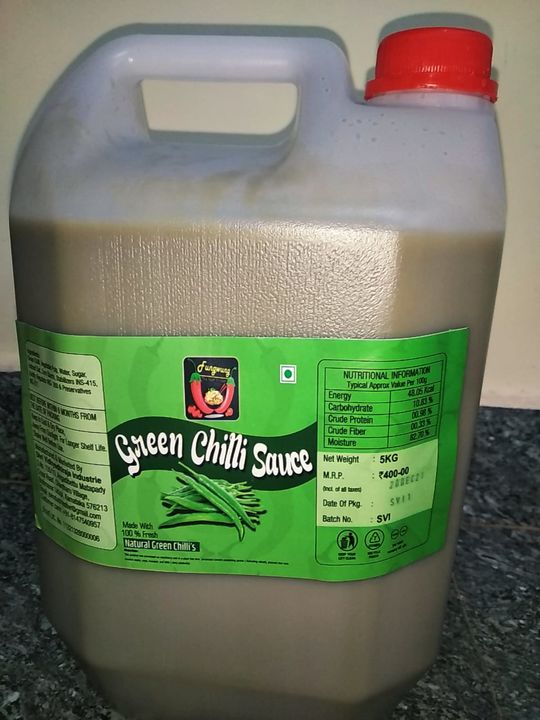 Green chilli sauce 5kgx4 can per box uploaded by Shri vidhyadhiraja industries on 1/2/2022
