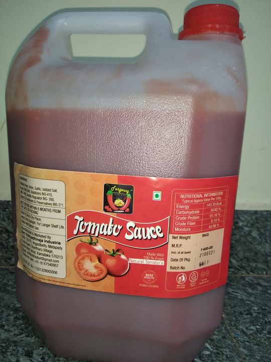 Tomato sauce 5kgx4 can per box uploaded by Shri vidhyadhiraja industries on 1/2/2022