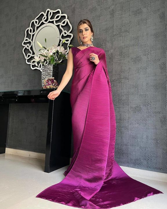 Satin Crush Pleated Saree uploaded by Sidhidata Textile on 1/2/2022
