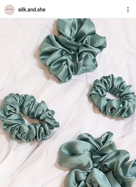 Teal silk Scrunchie (medium) uploaded by Silk and She on 9/28/2020