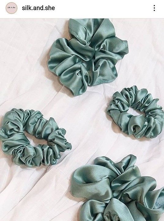 Teal silk Scrunchie (large) uploaded by Silk and She on 9/28/2020