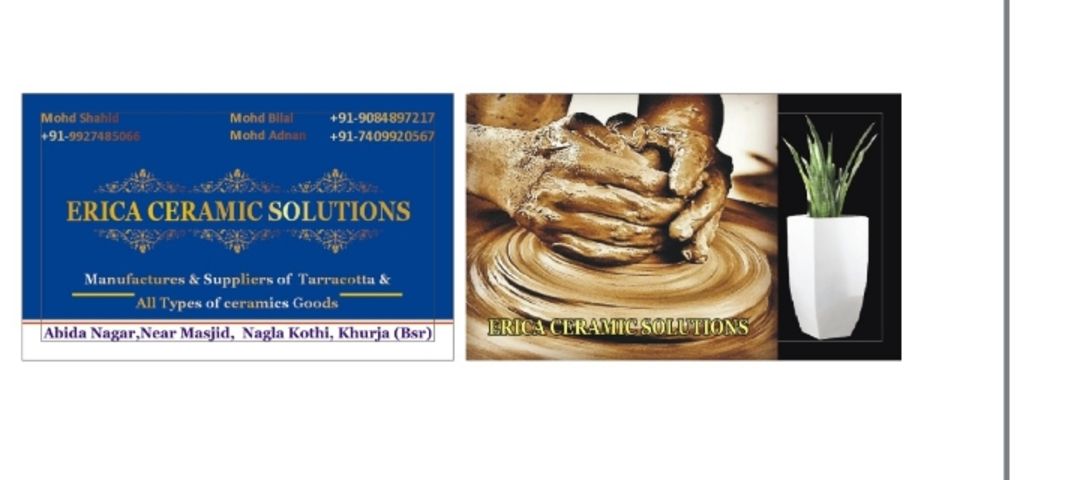 Visiting card store images of Erica ceramic solutions