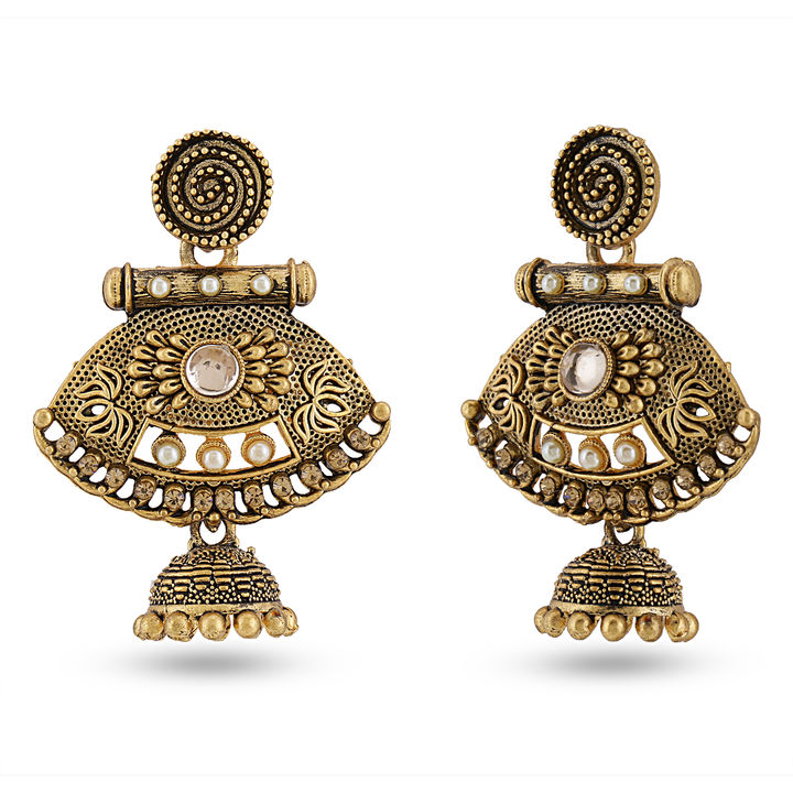 Traditional Gold Plated long earrings zinc drops and Danglers uploaded by Khushi Creation on 1/4/2022