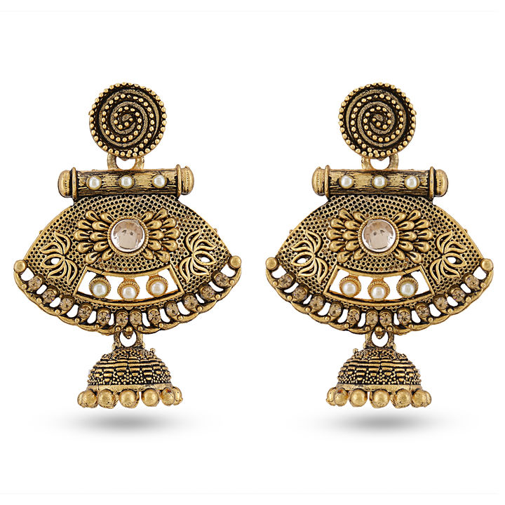 Traditional Gold Plated long earrings zinc drops and Danglers uploaded by Khushi Creation on 1/4/2022
