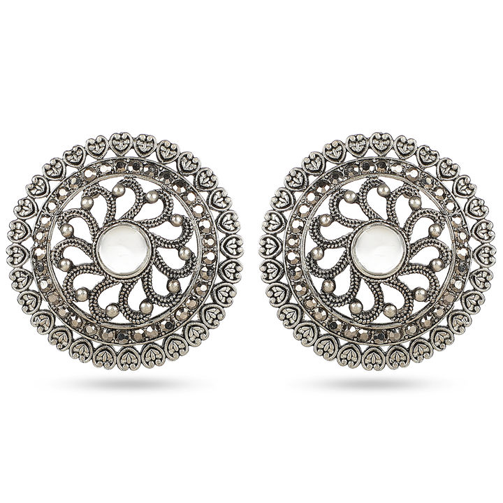 Oxidised Silver plated Circular Brass Studs Earrings uploaded by business on 1/4/2022