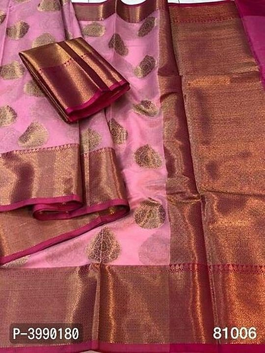 *Beautiful Organza Silk Saree with Blouse piece*

 *Size*: 
Free Size(Saree Length - 5.5 metres) 
Fr uploaded by Snehal enterprise  on 9/28/2020