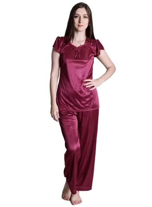 Post image *Jay Jagannath* Nightdoll Wine Satin Nightwear Night Suit Top &amp; Pajama Set

*Rs.290(freeship)*
*Rs.340(cod)*
*whatsapp.9937045496*

Top Fabric: Satin
Bottom Fabric: Satin
Top Type: Regular Top
Bottom Type: Pyjamas
Sleeve Length: Short Sleeves
Pattern: Solid
Multipack: 1
Sizes:
Free Size (Top Bust Size: 30 in, Top Length Size: 25 in, Bottom Waist Size: 28 in, Bottom Hip Size: 30 in, Bottom Length Size: 28 in) 
XL (Top Bust Size: 30 in, Top Length Size: 25 in, Bottom Waist Size: 28 in, Bottom Hip Size: 30 in, Bottom Length Size: 28 in) 
L (Top Bust Size: 30 in, Top Length Size: 25 in, Bottom Waist Size: 28 in, Bottom Hip Size: 30 in, Bottom Length Size: 28 in) 
M (Top Bust Size: 30 in, Top Length Size: 25 in, Bottom Waist Size: 28 in, Bottom Hip Size: 30 in, Bottom Length Size: 28 in) 

Senslife® Wine Satin Nightwear Night Suit Top &amp; Pajama Set All Sizes Are Available : Size: M, Bust: 30-34, Waist: 28-32 Fabric: Satin Size: L, Bust: 32-36, Waist: 28-32 Fabric: Satin Size : XL, Bust : 34-38, Waist : 32-34 Fabric : Satin Size: FREE SIZE. One Size Fits Most. Size range: Bust (28 to 36 inches), Waist (28 to 34 inches) Look stunning and sensual at the same time with this classy nightdress. Perfect for: Bedroom, Special nights, Nightwear
Country of Origin: India