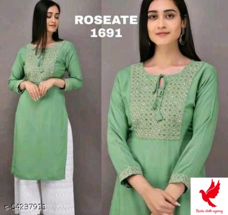 Stylish Wine Embroidered Rayon kurtis uploaded by business on 1/4/2022