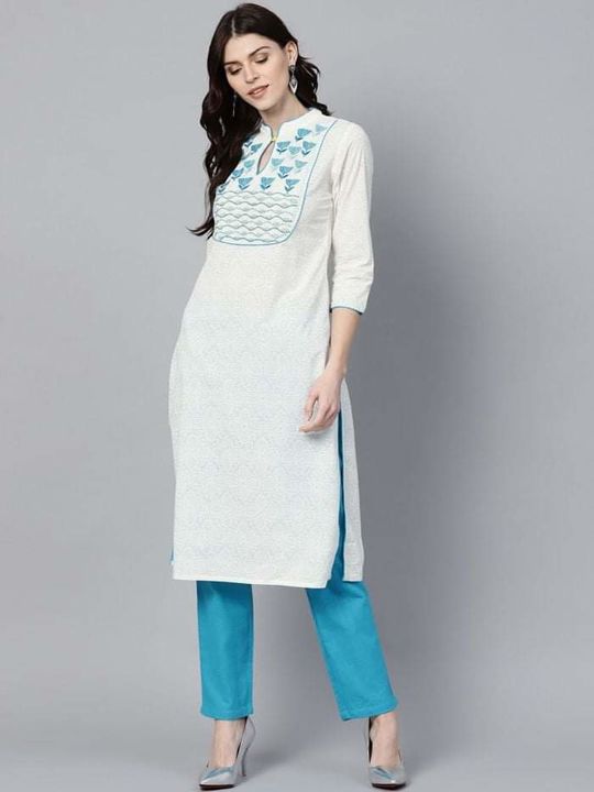 Women White Turquoise Ethnic Motifs Straight Cotton Kurta With Pant

 uploaded by business on 1/5/2022