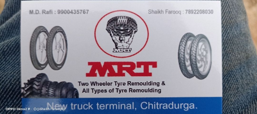 Visiting card store images of M.R.T two wheeler remoulding