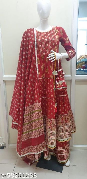 Beautiful jaipuri Bazar Cotton kurta set with duppta  uploaded by Jaipuri Bazar on 1/5/2022