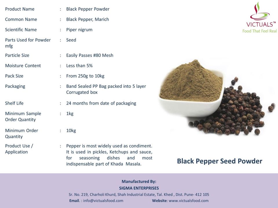 Black Pepper Powder uploaded by Sigma Enterprises on 1/5/2022