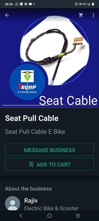 Seat Pull Cable uploaded by Rajiv Auto Centre on 1/6/2022