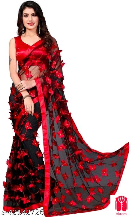Post image Catalog Name:*Myra Voguish Sarees*Saree Fabric: NetBlouse: Separate Blouse PieceBlouse Fabric: SatinPattern: AppliqueBlouse Pattern: SolidMultipack: SingleSizes: Free Size (Saree Length Size: 5.5 m, Blouse Length Size: 0.8 m) 
Dispatch: 2-3 DaysEasy Returns Available In Case Of Any Issue*Proof of Safe Delivery! Click to know on Safety Standards of Delivery Partners-