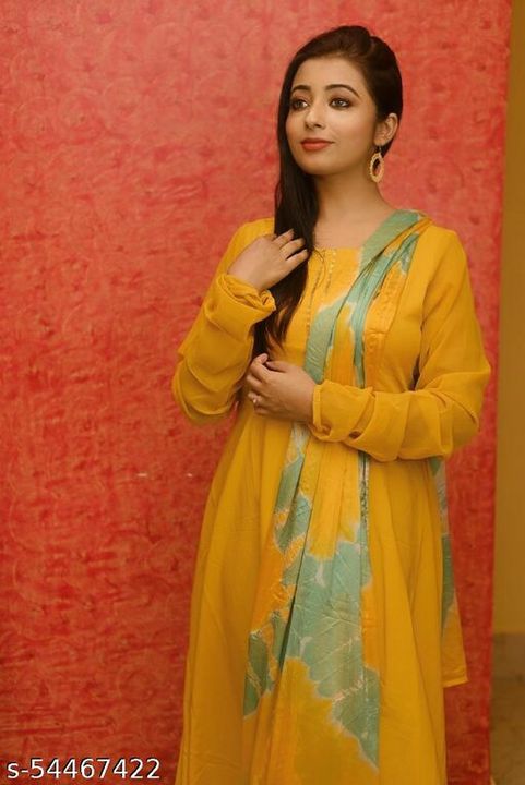 Women Flared Kurta With Gold Print Duptta  uploaded by S.t. on 1/6/2022