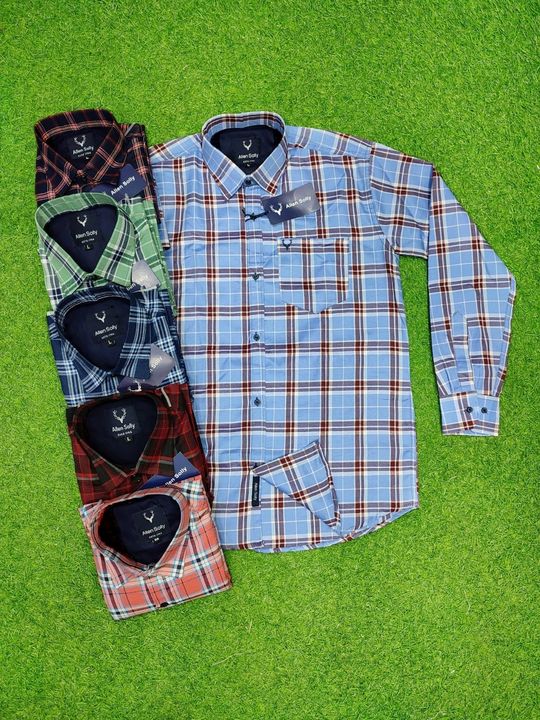 Post image *Brand :-   Allen Solly*
*Style* - Men's Checks Shirt
Branded Accessories and Logo Embroidery on Pocket
*Fabric* :-   Heavy Twill
*Sleeve* :-  Full Sleeves
*Chest Pocket* - Yes
*Fit* -   Regular Fit
*Size* -   M - 38,  L - 40,  XL - 42
*Price* -   *Rs.250/-*
Including GST 
1000 advance payment