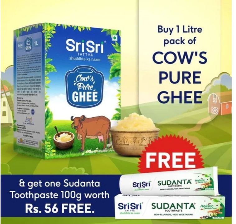 *Jay Jagannath* Cow's Pure Ghee,1 ltr free Sudanta toothpaste 100gm

*Rs.560*
*whatsapp.*
 uploaded by NC Market on 1/6/2022